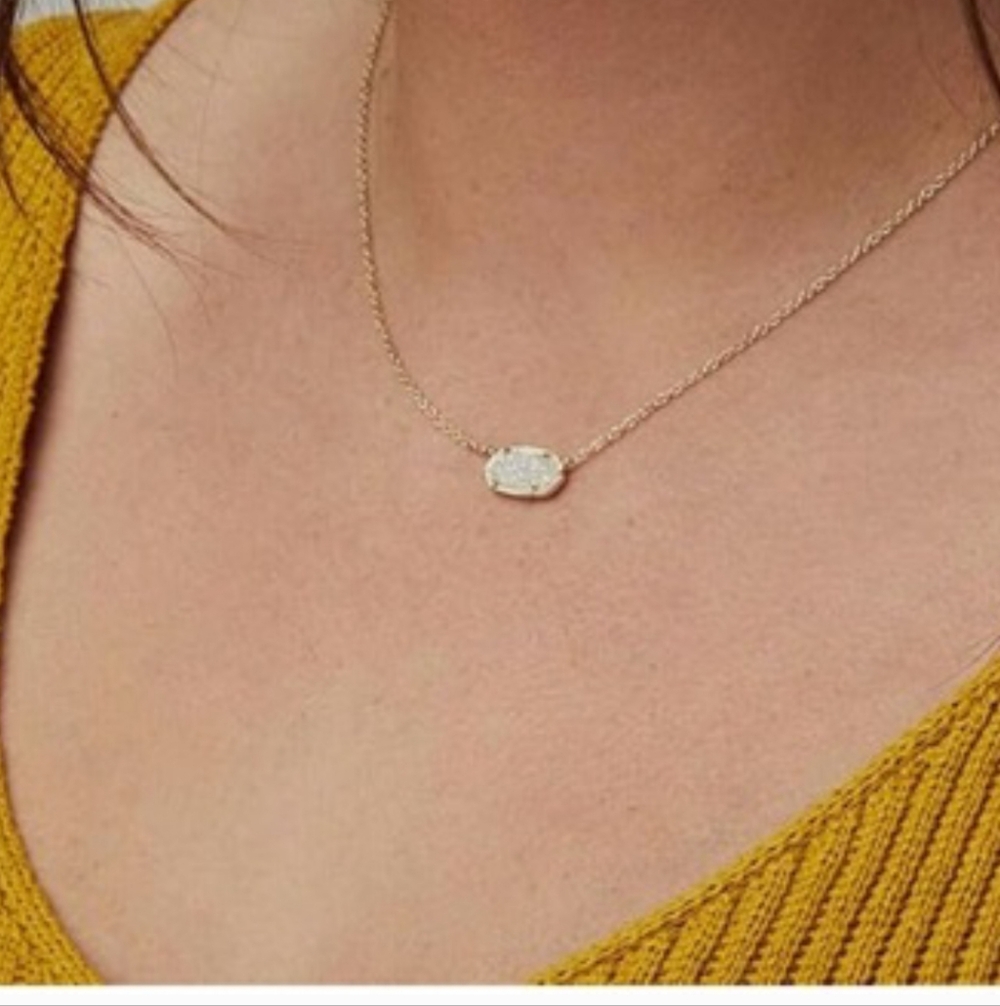 Kendra Scott Gold + Black Platinum Druzy Sparkly Pendant Necklace